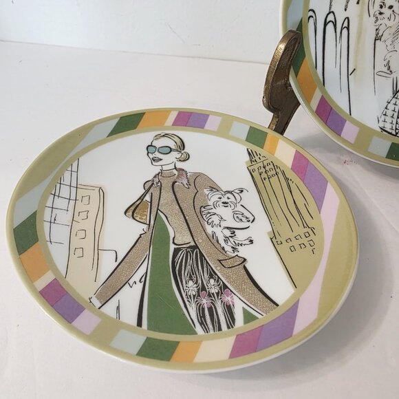 3 Lava Candles Co Round Mini Fashionista Trendy Woman Puppy Dog Decor Plates - Picture 3 of 5